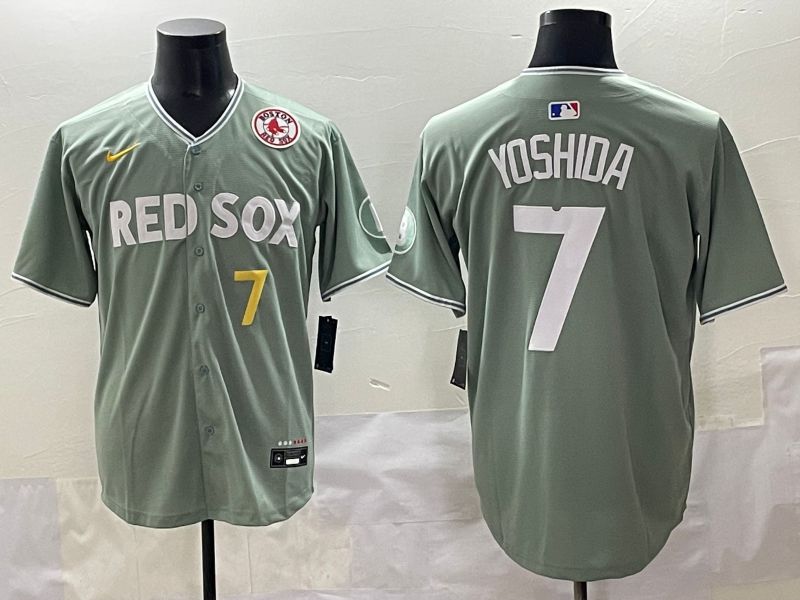 Men 2025 Boston Red Sox #7 Yoshida Light Green Joint Name Nike MLB Jersey style 6